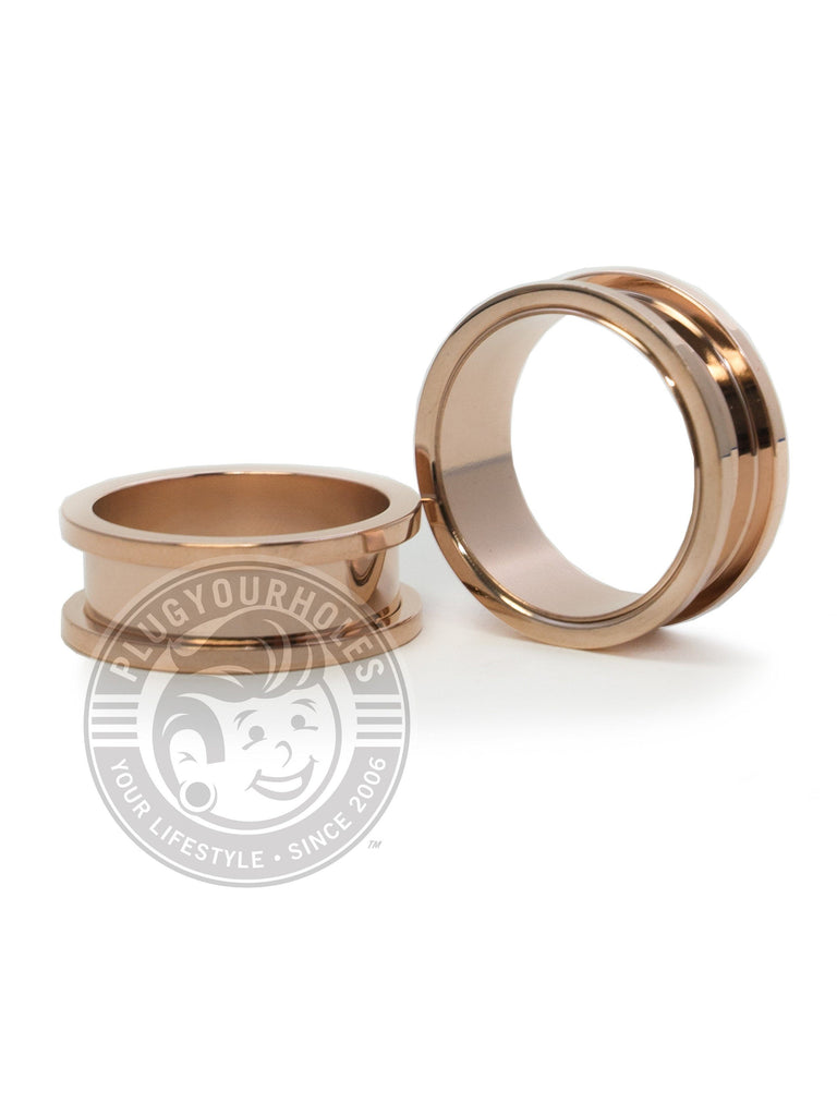Rose Gold Threaded Steel Tunnels