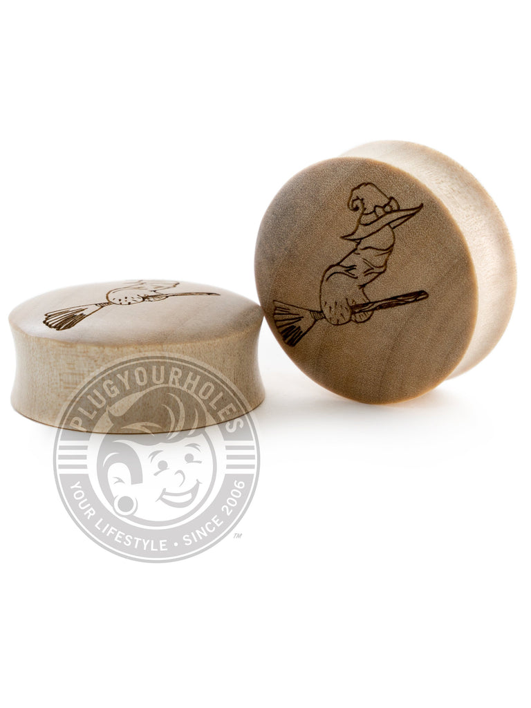 WITCH COCK - Engraved Wood Plugs - Limited Edition