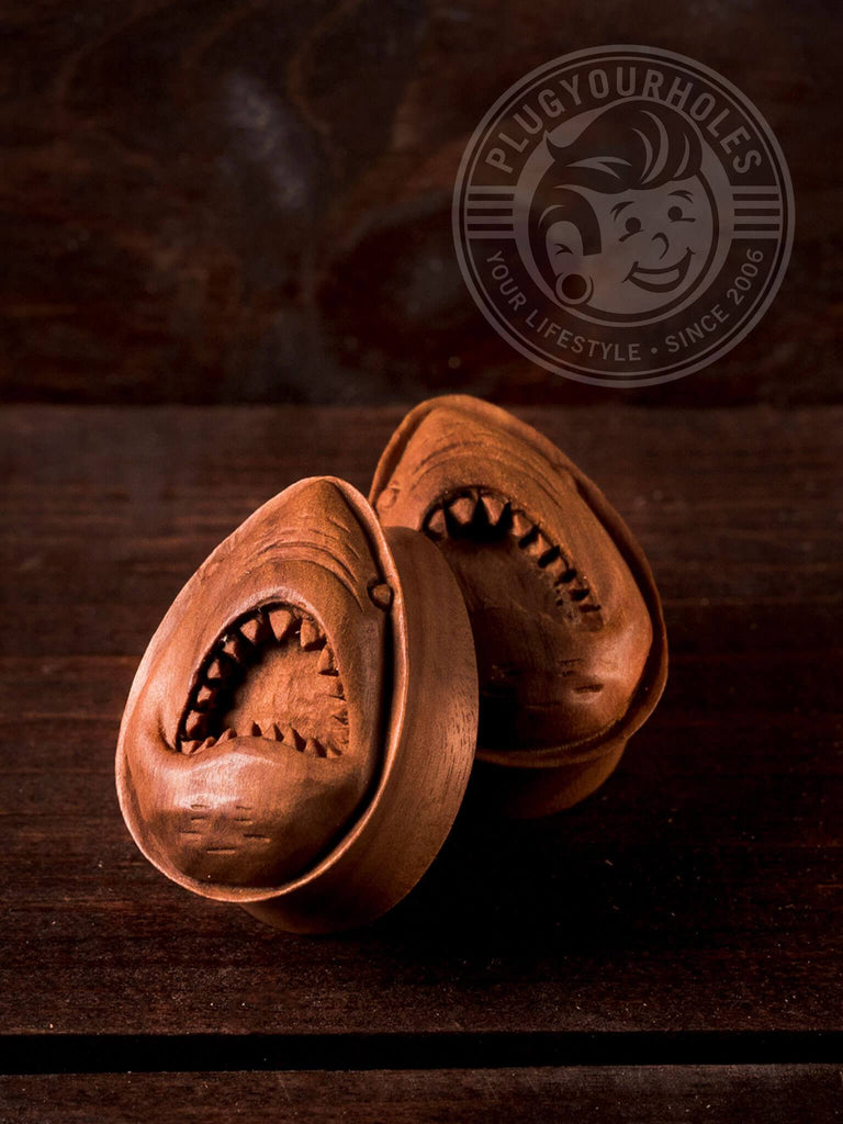 Shark Teardrop Sawo Wood Plugs - (PYH Exclusive)